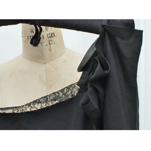 ANNE VALERIE HASH BLACK LACE CHIFFON TIE DRESS SIZE SMALL - Picture 4 of 10